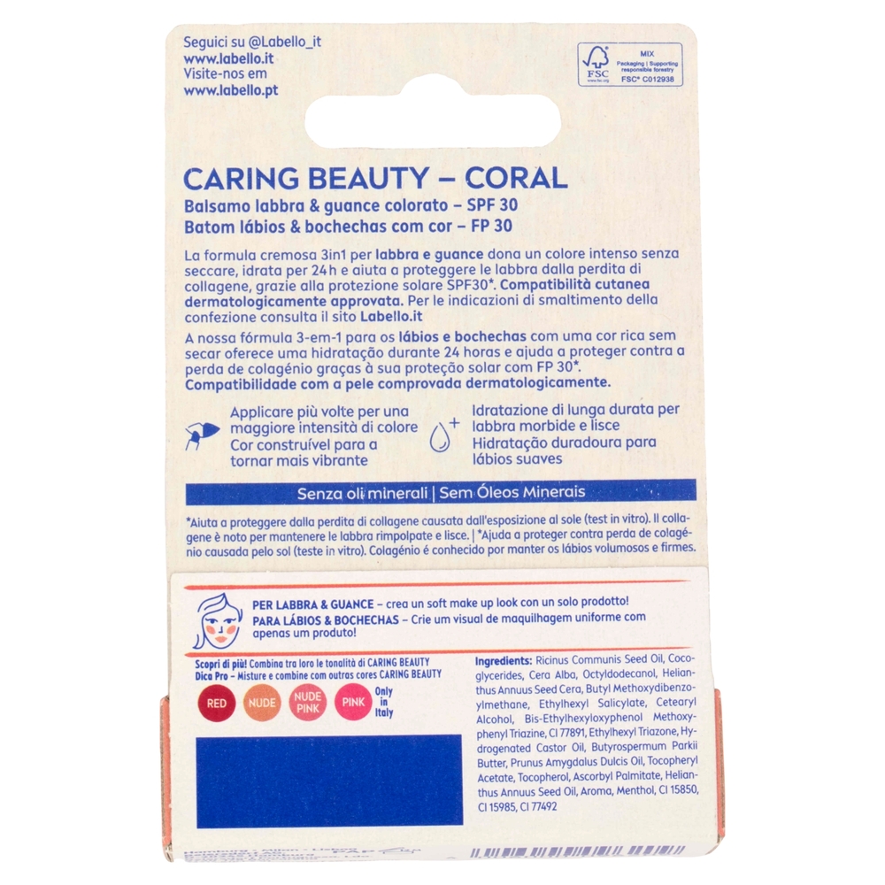 Labello Caring Beauty Lip & Cheek Coral SPF 30 4,8 g